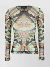 Etro Women Multicolor V-neck Top With All-over Floral Print In Viscose Blend Woman In Multi