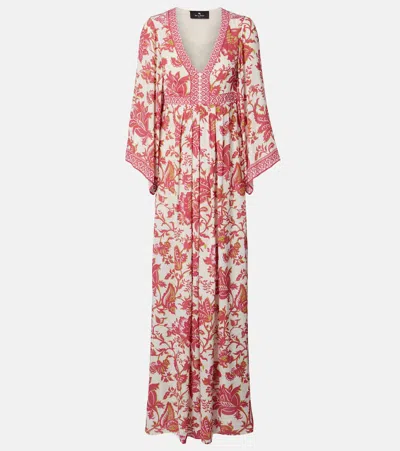 Etro Floral Maxi Dress In Red
