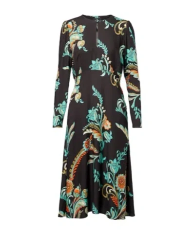 Etro Multicolor Floral Round Neck Midi Dress