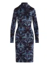 Etro All-over Pattern High-neck Midi Dress In Blue