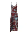 Etro Draped Floral-print Stretch-crepe Midi Dress In Brown