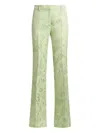 Etro Jacquard Bootcut Trousers With Floral Motif In Green