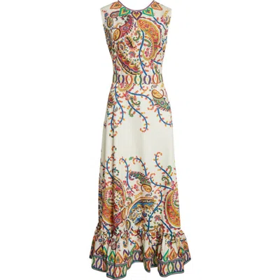 Etro Multicolor Belted Printed Maxi Dress