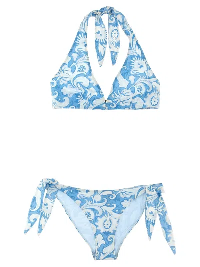 Etro Floral Paisley Bikini Beachwear In Light Blue