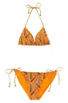 Etro Paisley-print Triangle Bikini In Brown