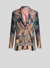 Etro Floral Paisley Blazer In Navy Blue