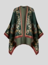 Etro Floral-print Silk Cape In Dark Green