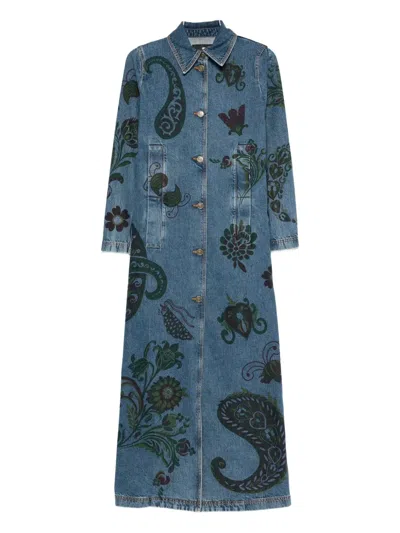 Etro Women Floral Paisley Coat In Blue