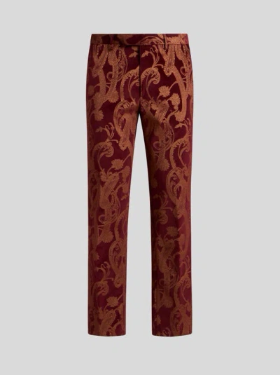Etro , Floral Paisley Cotton Evening Trousers, Man, Multicolour, Size 60
