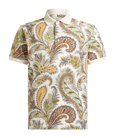 ETRO FLORAL PAISLEY COTTON POLO SHIRT