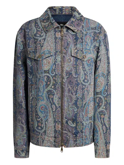 Etro Floral Paisley Denim Jacket In Multi