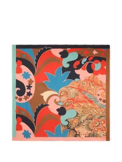 Etro Floral Paisley Jacquard Scarf In Gold
