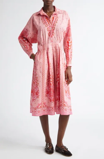 Etro Chemisier Pink Cotton Midi Dress 40