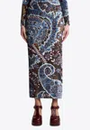 Etro Printed Midi Skirt In Blue