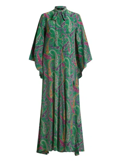 Etro Floral Paisley-motif Silk Maxi Dress In Multi
