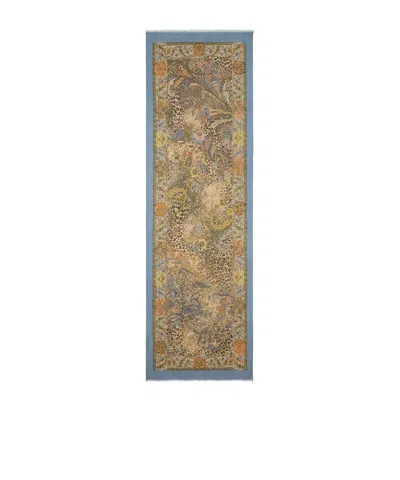 Etro Floral Paisley Pattern Frayed Scarf In Blue