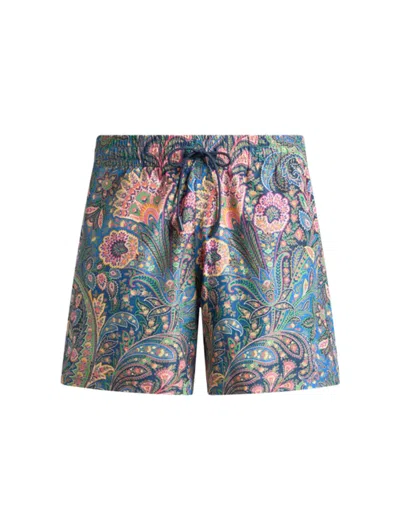 Etro Floral Paisley Pattern Swimsuit In Blue