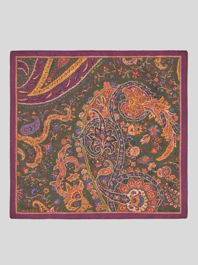 Etro Paisley-print Silk Pocket Scarf In Red