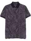 Etro Blue Short Sleeved Polo With Paisley Print In Purple