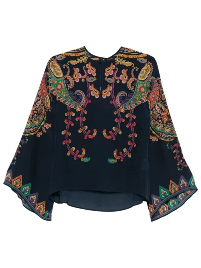Etro Paisley Printed Silk Blouse In Animal Print