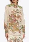 Etro Multicolor Shirt With Classic Collar And All-over Paisley Print In Cotton And Silk Woman