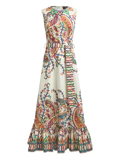 Etro Floral Paisley-print Cotton Maxi Dress In Multi