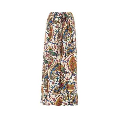 Etro Floral Paisley Print Crepe Pants In Brown