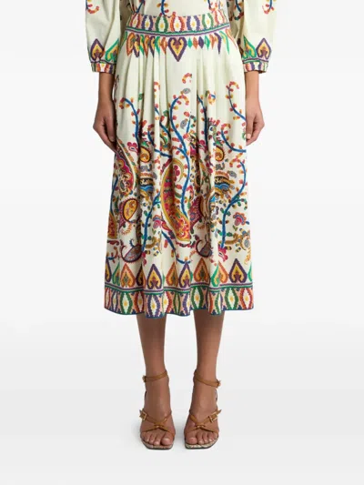 Etro Floral Paisley-print Pleated Midi Skirt In Multi
