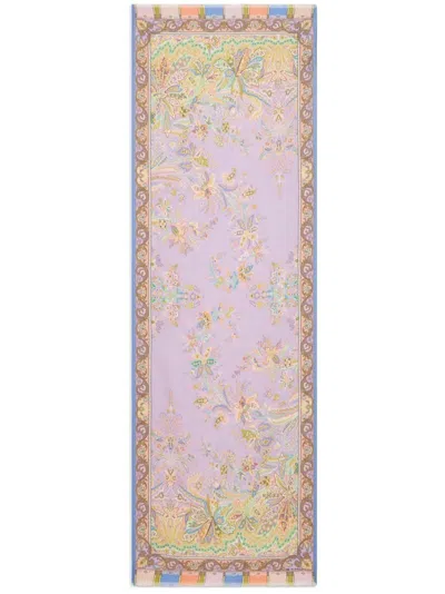 Etro Floral Paisley-print Scarf In Purple