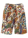 Etro White Floral Paisley-pattern Stretch Cotton Shorts In Multi