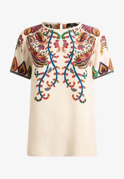 Etro Floral Paisley Print T-shirt In Multi