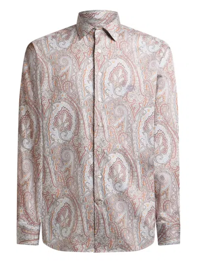 Etro Paisley Pattern Shirt Button Down Collar In Brown
