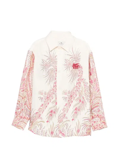 Etro Kids' Floral Paisley Shirt In Pink