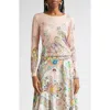Etro Flower Medallion Pink Lucky Charm Long-sleeve Top In Stampa F.do Rosa