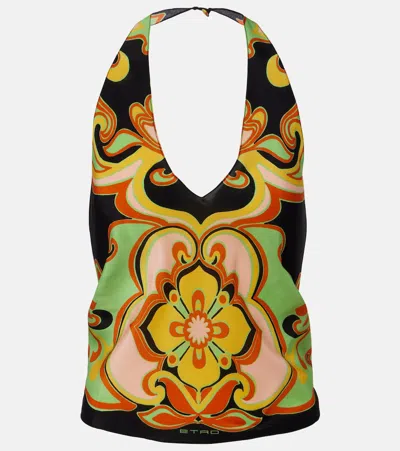 Etro Floral Paisley Silk Blouse In Black