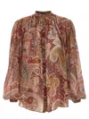 Etro Sheer Silk Paisley Blouse In Pink