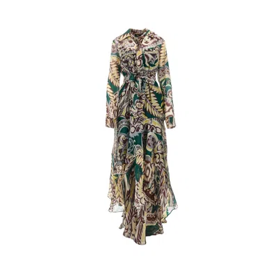 Etro Floral Paisley Silk Long Dress In Multi