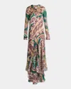 Etro Floral Paisley Silk Organza Maxi Shirtdress In Multi