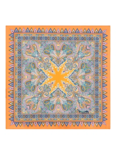 Etro Floral Paisley Silk Pocket Square In Multi