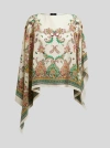 Etro Multicolor Cape With All-over Paisley Print In Multi