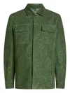 Etro Leather Jacket Collared Design Front Pockets In Green