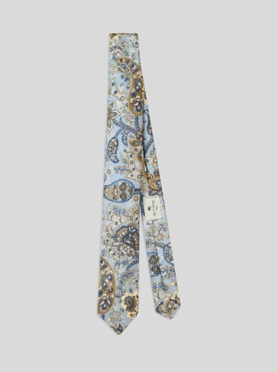 Etro Floral Paisley Tie In Light Blue