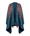 Etro Floral Paisley Wool-blend Cape In Blue