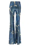 Etro Blue Flare Pants With Flower Pattern