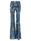 Etro Blue Flare Pants With Flower Pattern