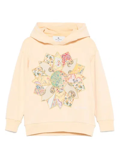 Etro Floral-patch Hoodie In 黄色
