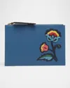 Etro Floral Patch Leather Pouch In Multi