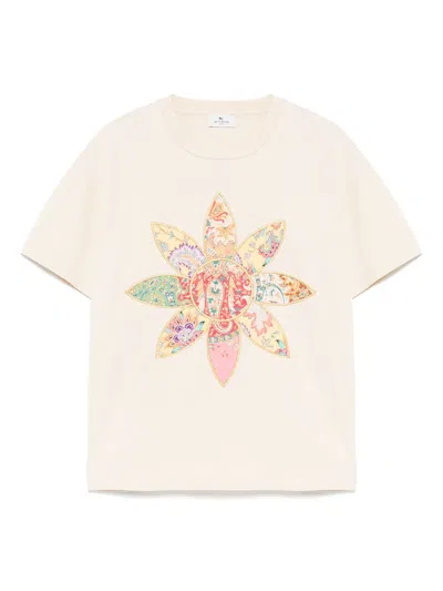 Etro Kids' Floral-patch T-shirt In Neutrals