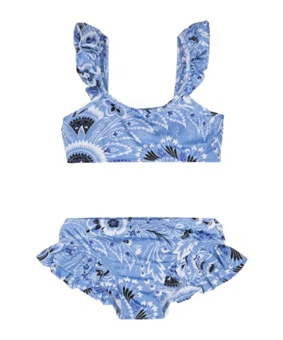 Etro Floral Pattern Bikini Set In Blue