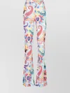 Etro Floral Pattern Elastic Waist Flared Leg Pants In Multi